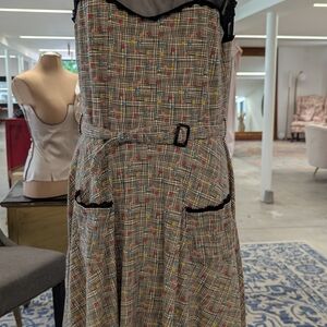 Effie's Heart Plaid Midi Dress with Red and Yellow Accents